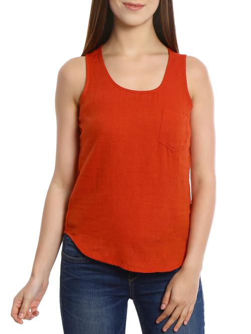solid orange cotton tank top - 12478810 - Very Small Image - 1