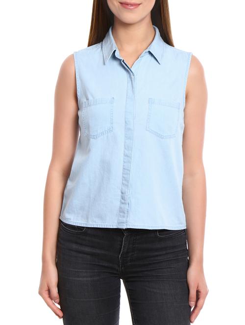 light blue cotton regular shirt - 12478815 - Very Small Image - 1