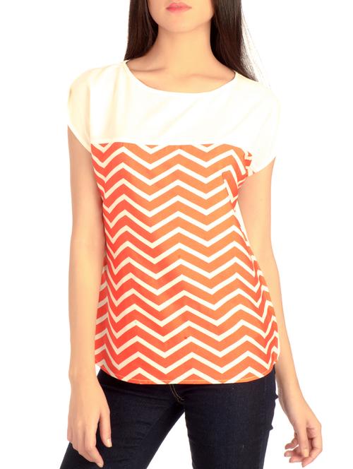 orange chevron printed regular top - 12478824 - Very Small Image - 1