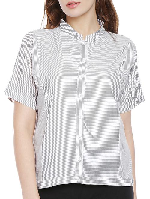 grey striped cotton shirts - 12479017 - Very Small Image - 1