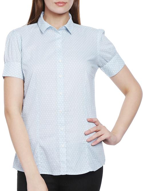light blue polka dots printed shirt - 12479044 - Very Small Image - 1
