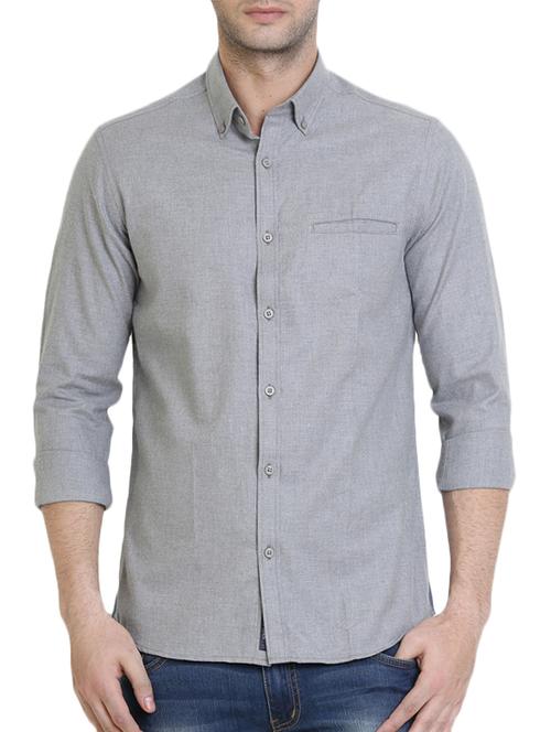 grey cotton casual shirt - 12479168 - Very Small Image - 1