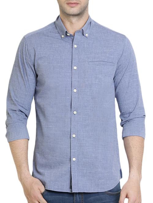 blue cotton casual shirt - 12479171 - Very Small Image - 1