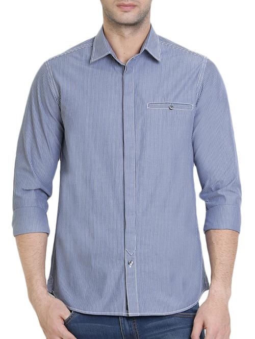 blue cotton casual shirt - 12479185 - Very Small Image - 1