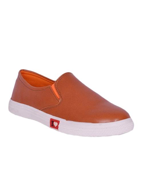 tan faux leather casual shoes - 12482054 - Very Small Image - 1