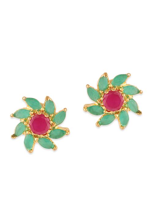 multi gold plated studs earrings - 12482410 - Very Small Image - 1