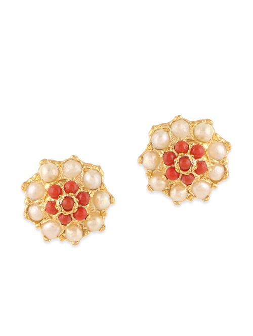 red gold plated studs earrings - 12482435 - Very Small Image - 1