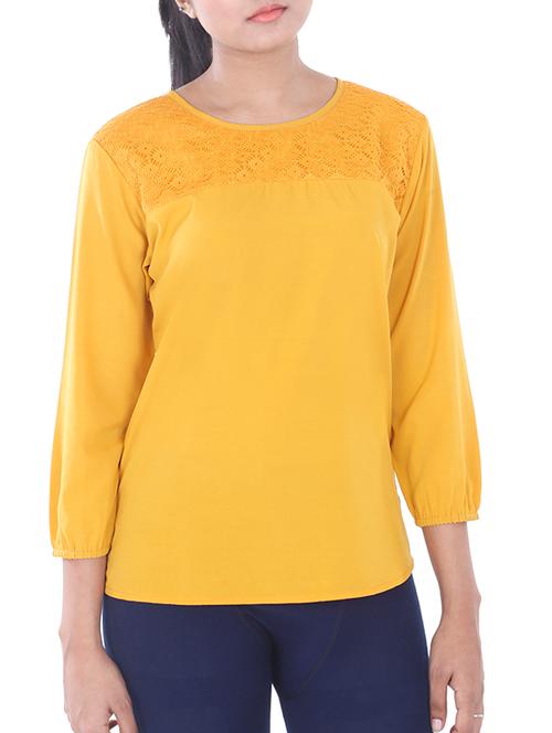yellow crepe regular top - 12482808 - Very Small Image - 1