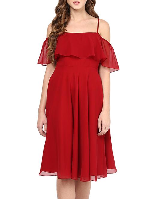 red georgette dress - 12483736 - Very Small Image - 1