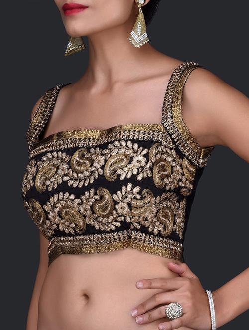 Black Stitched Zari Blouse - 1248480 - Very Small Image - 1