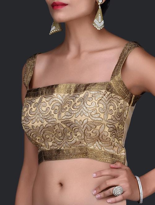 Pale Gold Stitched Zari Blouse - 1248481 - Very Small Image - 1