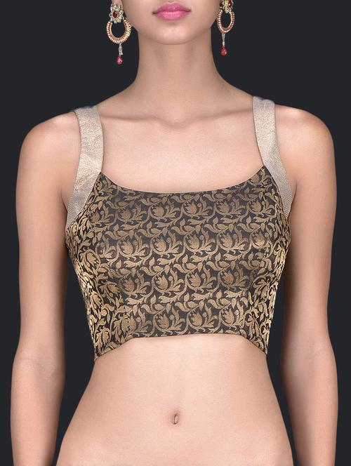 Black Stitched Brocade Blouse - 1248485 - Very Small Image - 1
