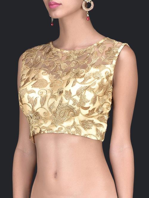 Embroidered Beige Net Stitched Blouse - 1248487 - Very Small Image - 1