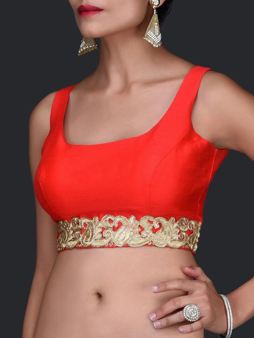 Red Silk Stitched Blouse - 1248490 - Very Small Image - 1