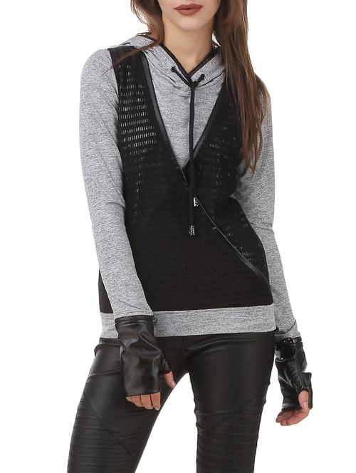 grey polyester hooded sweatshirt - 12484974 - Very Small Image - 1