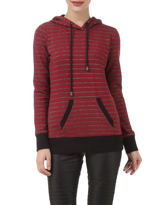 maroon cotton hooded sweatshirt - 12484979 - Very Small Image - 1