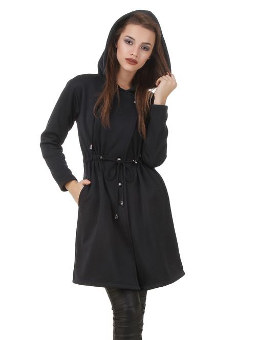 solid black long over coat - 12484985 - Very Small Image - 1