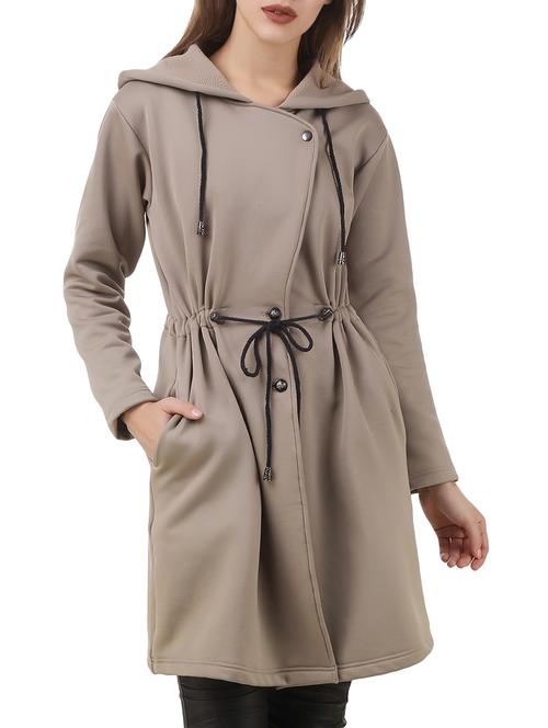 solid beige long over coat - 12484986 - Very Small Image - 1