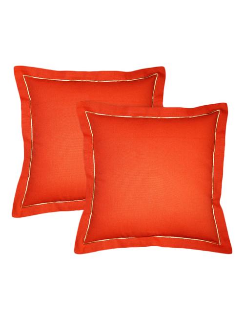 lushomes cotton half panama red wood cushion covers with sand satin stitch (pack of 2) - 12486039 - Very Small Image - 1