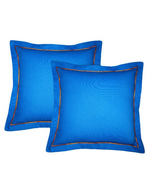lushomes cotton half panama sky diver cushion covers with sun orange satin stitch (pack of 2) - 12486043 - Very Small Image - 1