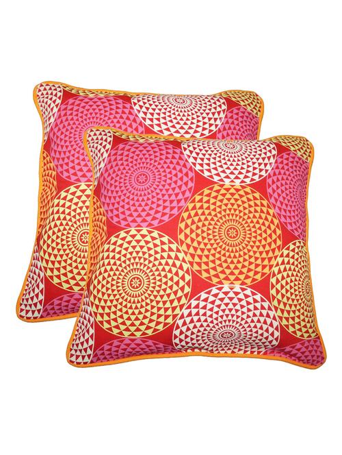 lushomes spiral printed cotton cushion covers with co-ordinating cord piping (size 12" x 12") pack of 2 - 12486066 - Very Small Image - 1