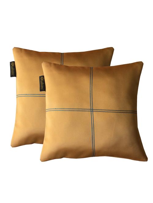 lushomes coffee blackout cushion cover with artistic stitch - pack of 2 - 12486115 - Very Small Image - 1
