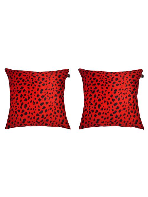 lushomes red leopard skin printed cushion covers (pack of 2) size : 16"x16" - 12486167 - Very Small Image - 1