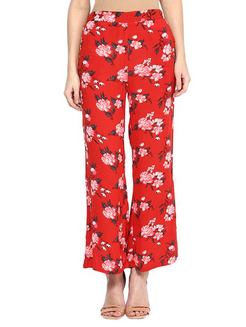 red viscose palazzos - 12487080 - Very Small Image - 1