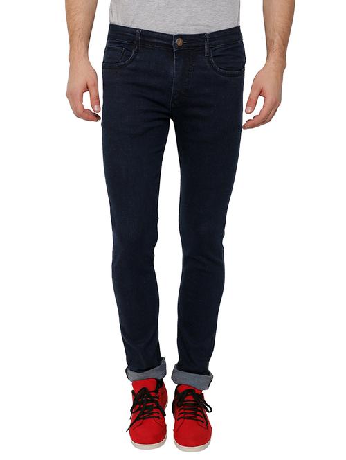 dark blue cotton plain jeans - 12488949 - Very Small Image - 1