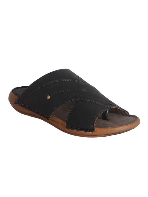 black leatherette toe seperator slipper - 12493359 - Very Small Image - 1