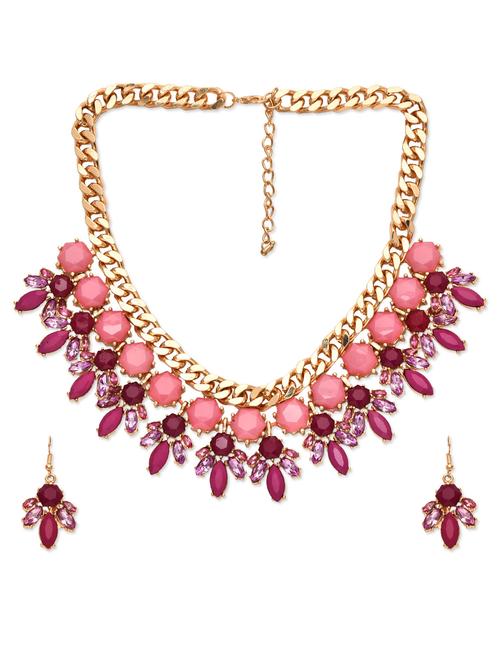 pink stone embellished necklace set - 1249460 - Very Small Image - 1