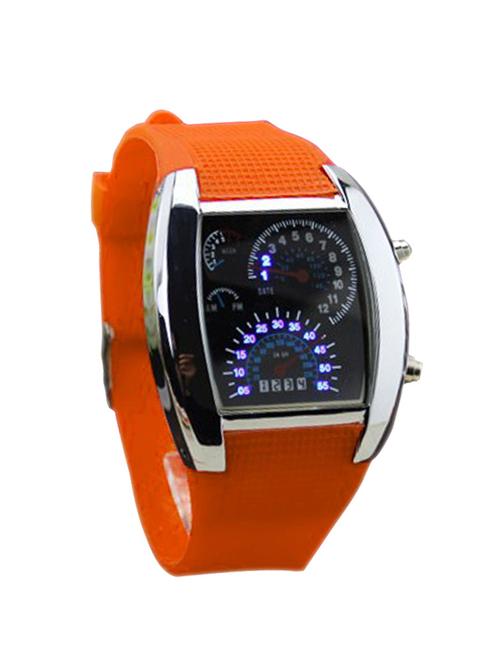 orange silicone strap digital wrist watch - 12494936 - Very Small Image - 1