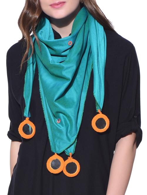 teal embellished chanderi silk scarf - 12498228 - Very Small Image - 1
