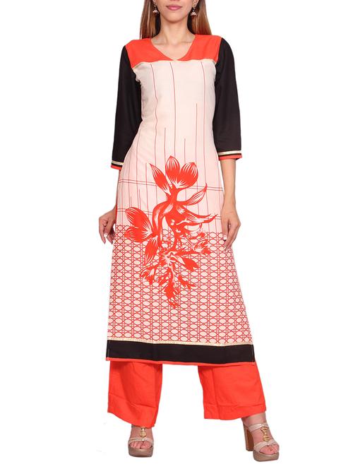 red rayon kurta palazzo set - 12498751 - Very Small Image - 1