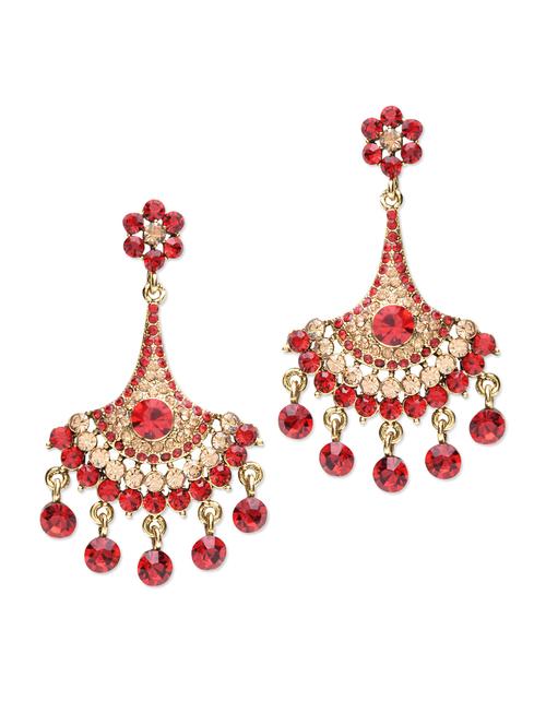 red stone studded metallic earring - 1250160 - Very Small Image - 1