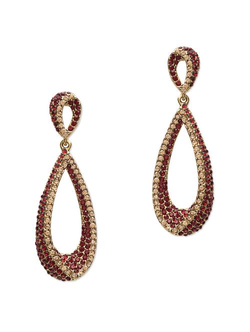 red stone studded metallic earring - 1250166 - Very Small Image - 1