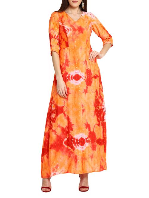 orange chiffon maxi dress - 12501691 - Very Small Image - 1