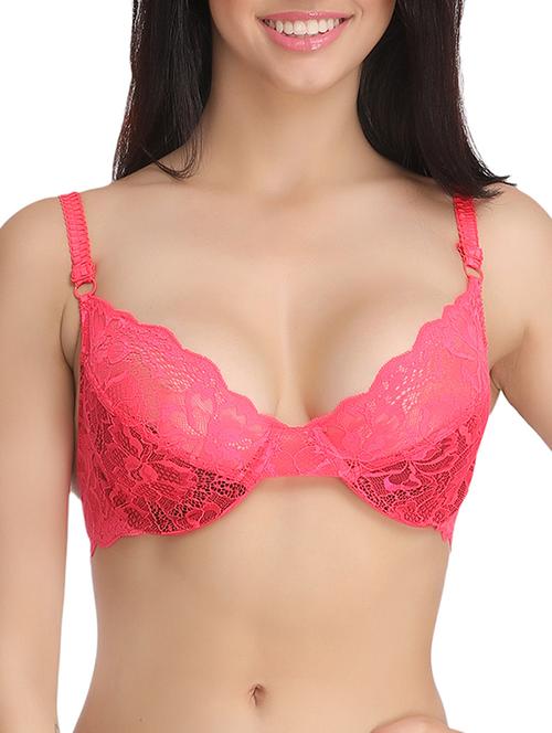 pink lace plunge bra - 12501714 - Very Small Image - 1