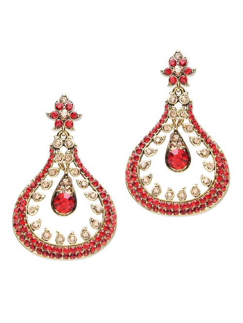 red stone studded metallic earring - 1250175 - Very Small Image - 1