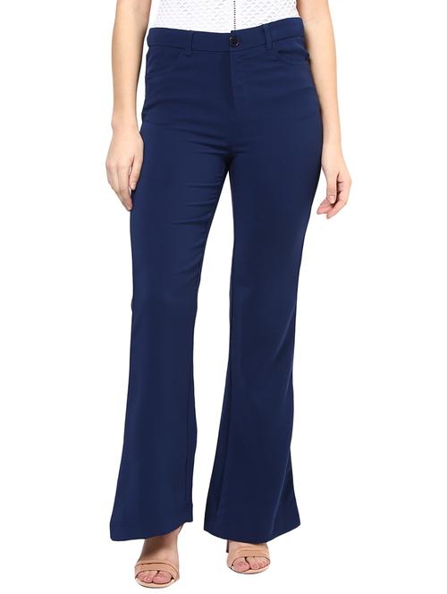 dark blue polyester flat front trouser - 12503063 - Very Small Image - 1