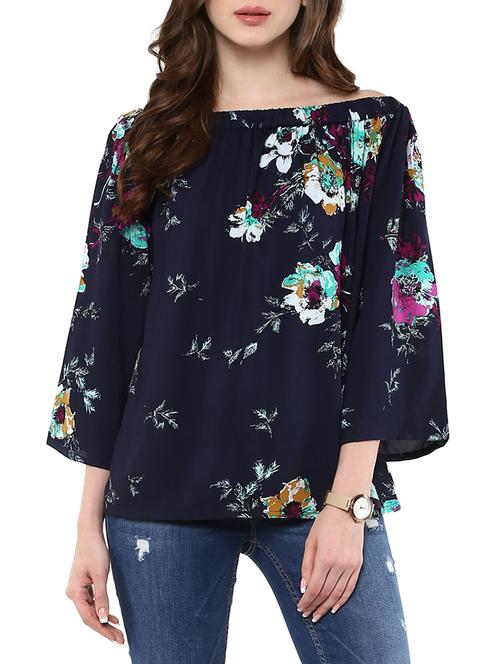 dark blue rayon regular top - 12503132 - Very Small Image - 1