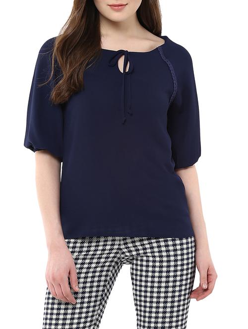 women's straight tie-up neck top - 12503137 - Very Small Image - 1