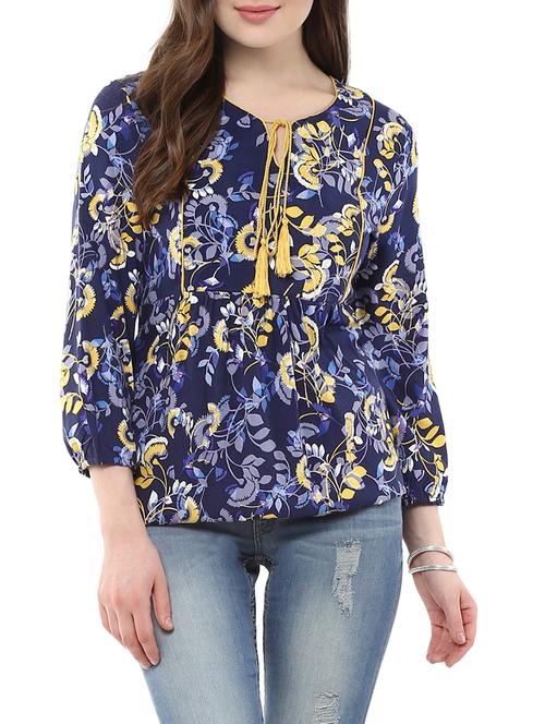 dark blue rayon regular top - 12503140 - Very Small Image - 1