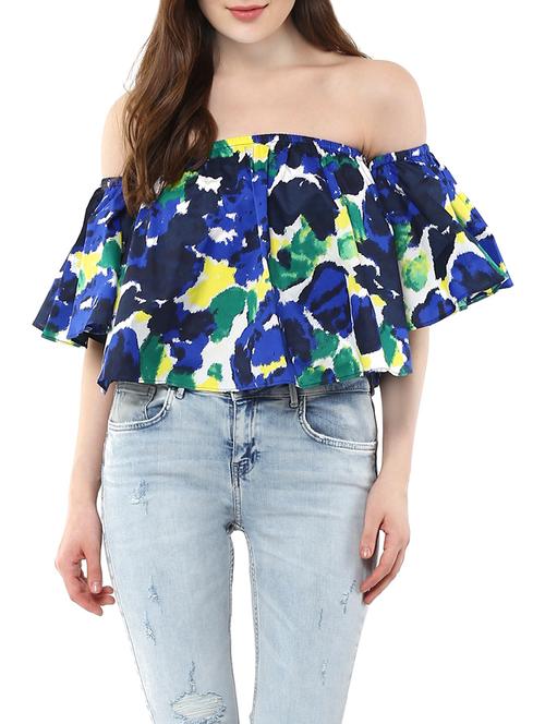 multi colored cotton off shoulder top - 12503161 - Very Small Image - 1