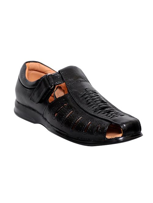 black leatherette slip on sandal - 12506914 - Very Small Image - 1
