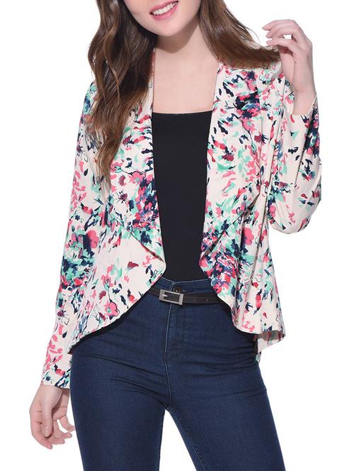 white printed crepe summer jacket - 12506987 - Very Small Image - 1