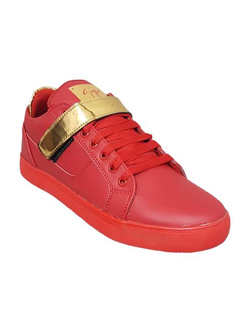 red synthetic lace up sneakers - 12507226 - Very Small Image - 1