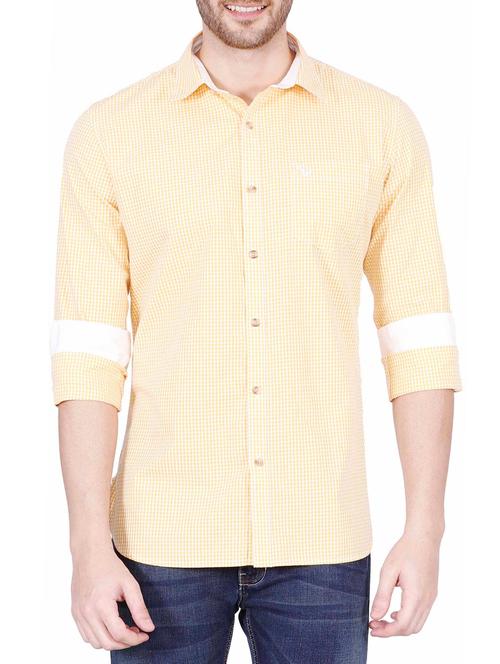 yellow cotton casual shirt - 12508084 - Very Small Image - 1
