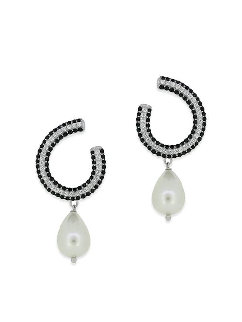 black silver drop earrings - 12508321 - Very Small Image - 1