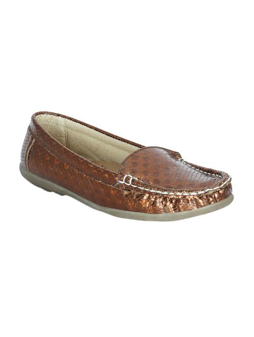 copper faux leather slip on loafers - 12508798 - Very Small Image - 1